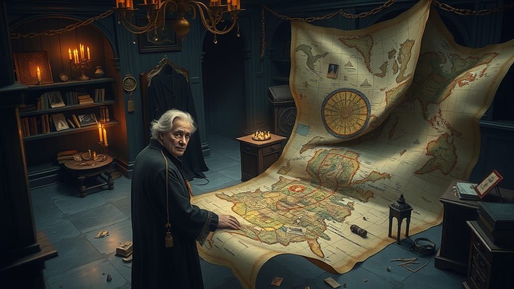 The Cartographer of Memories in a Mysterious, Antique Style