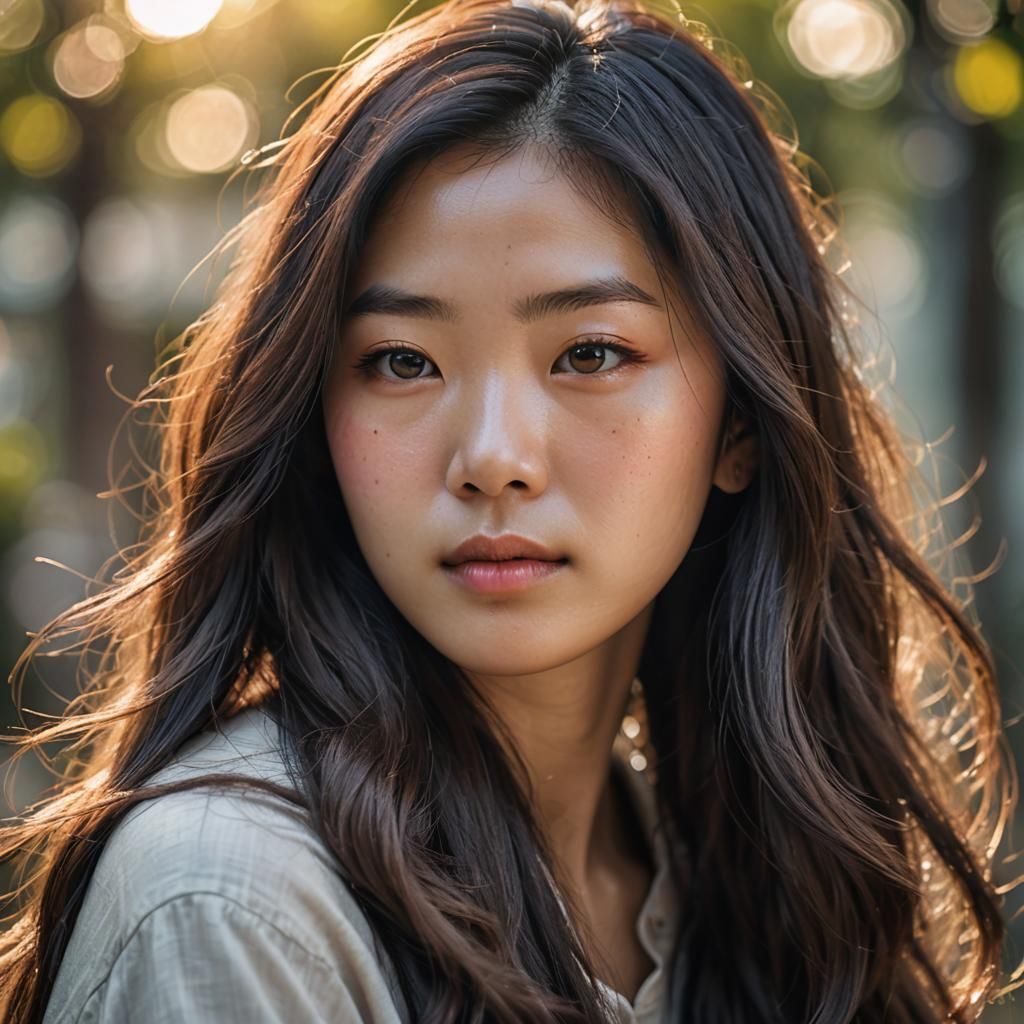 Detailed Portrait of a Young Korean Girl