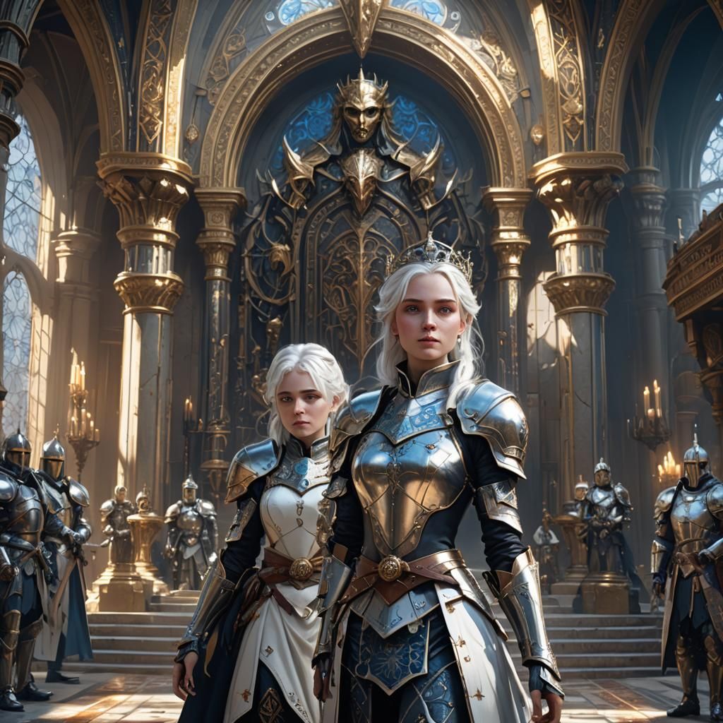 Fantasy Princess in Throne Room: Hyperdetailed Digital Art