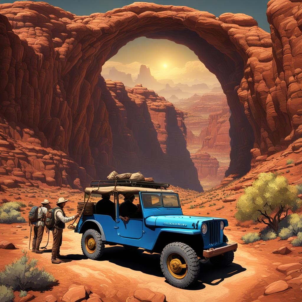 Prospectors in Utah's Arches National Park, Matte Painting