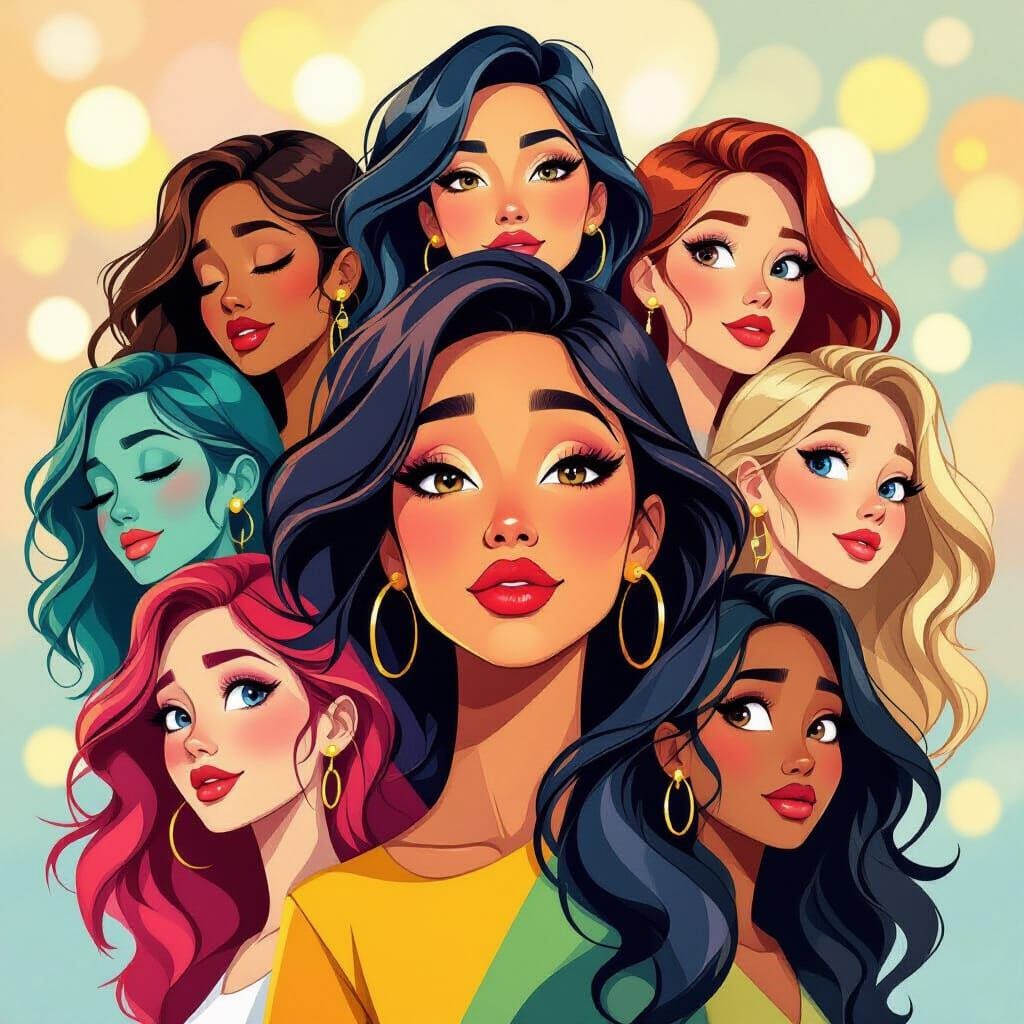 Kaleidoscope of Female Emotions: A Dynamic Illustration