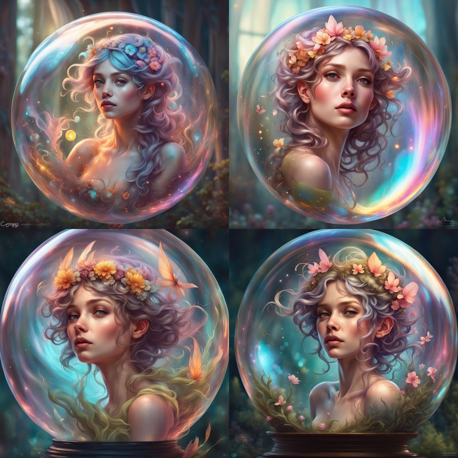 Fairy in Bubble: Hyperdetailed Astral Portrait