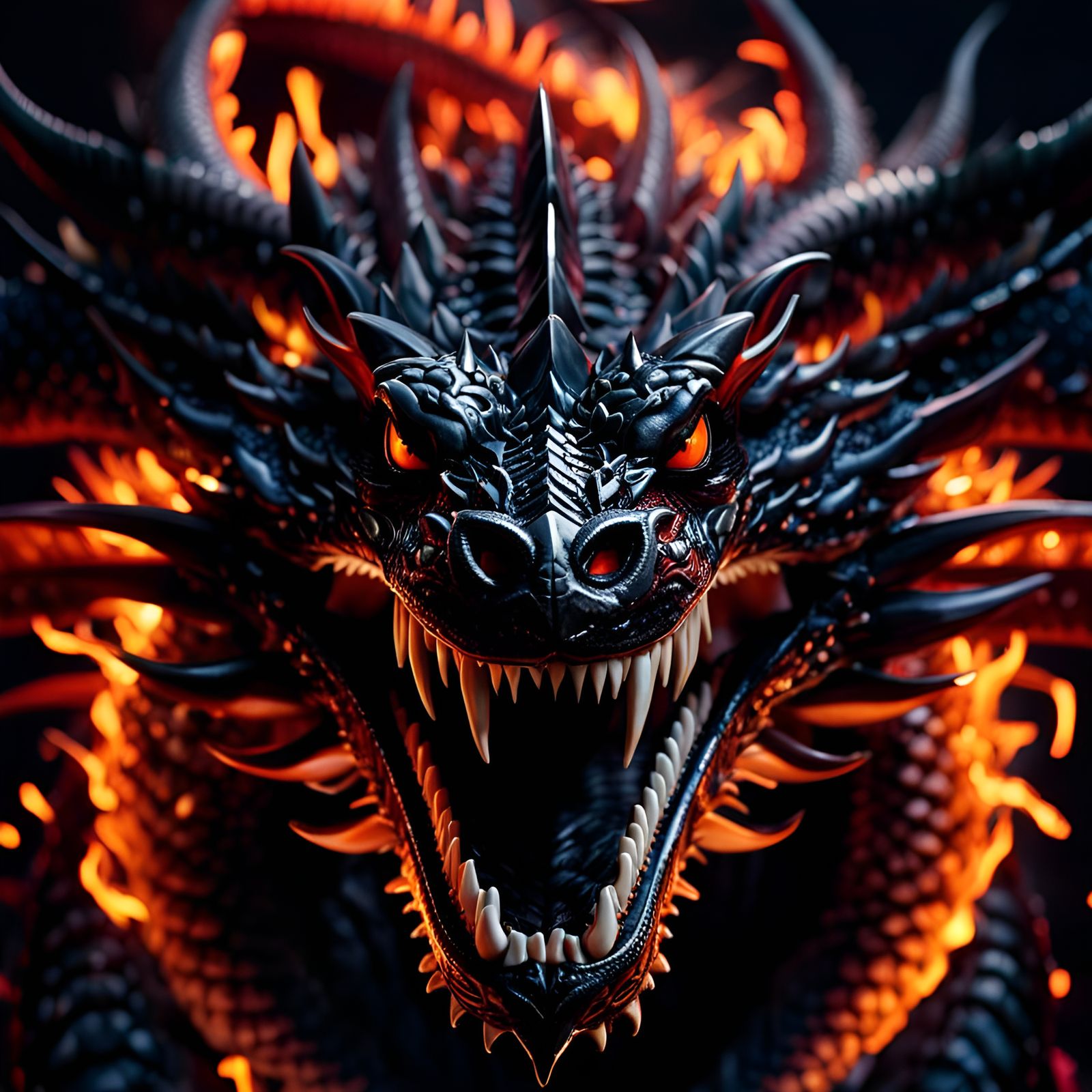 Flaming Black Dragon Unleashed on City Streets