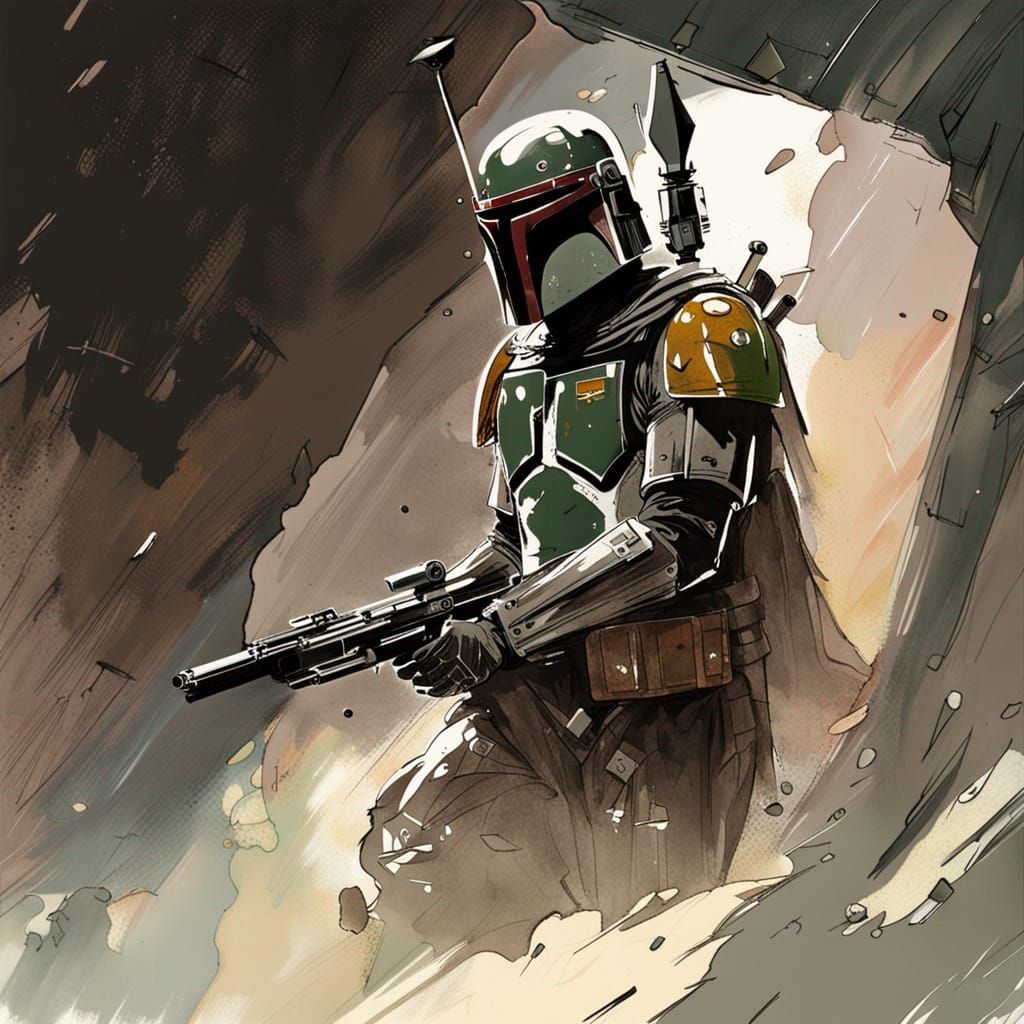 Boba Fett Matte Painting in Shinkawa Style