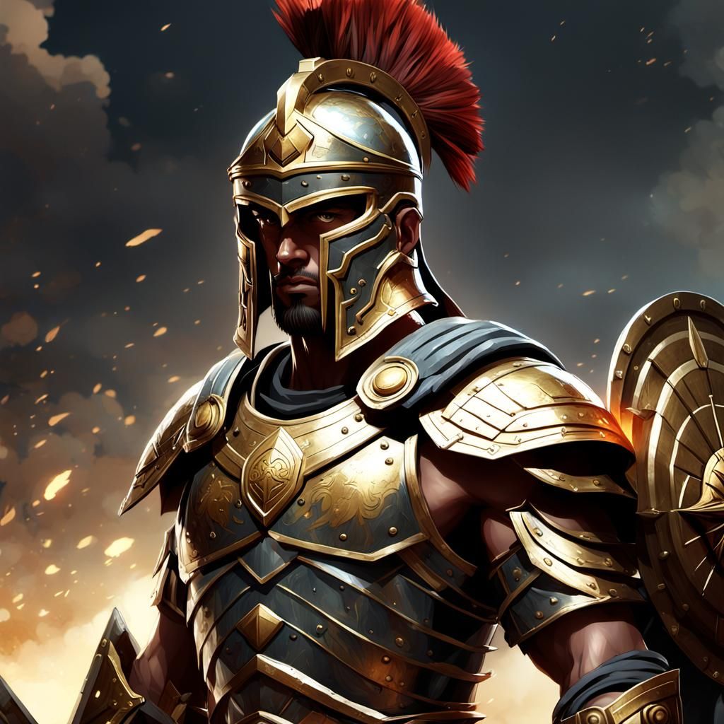 Young Spartan Warrior in Greek Armor, Detailed 3D Art
