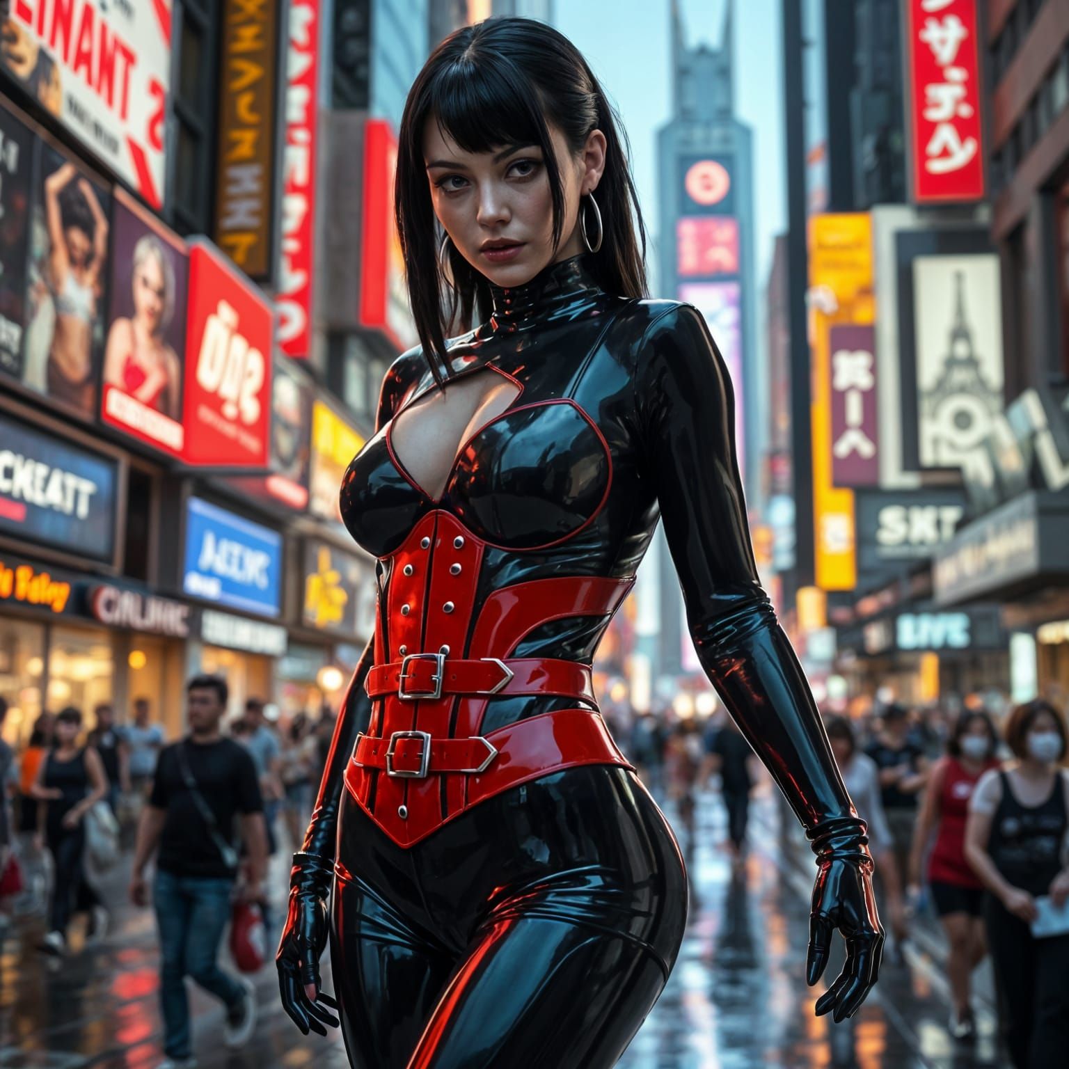 Cyberpunk Goddess in High-Gloss Latex