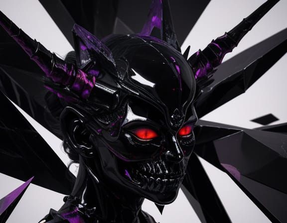 Surreal Demon Doll Contorts in Void with Crimson Light