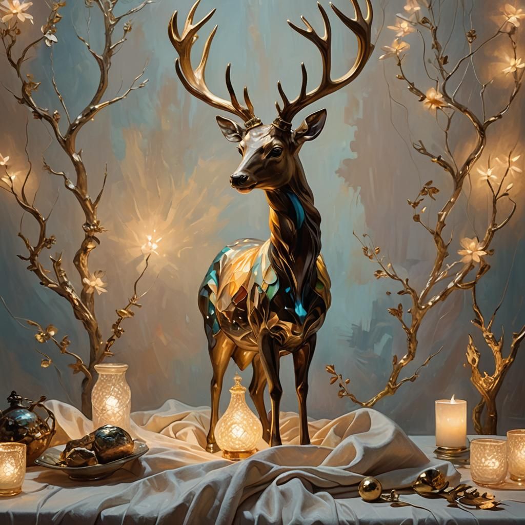 beautiful sculpting gold deer