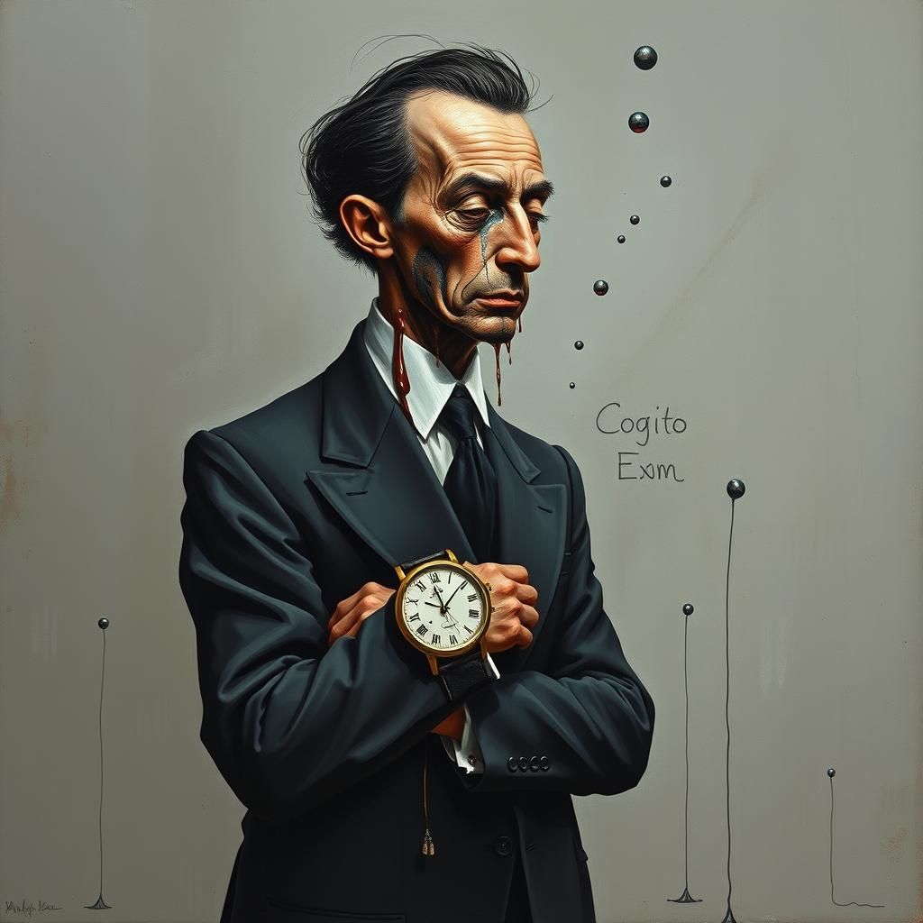 Surreal Melting Watch Figure in Dreamscape