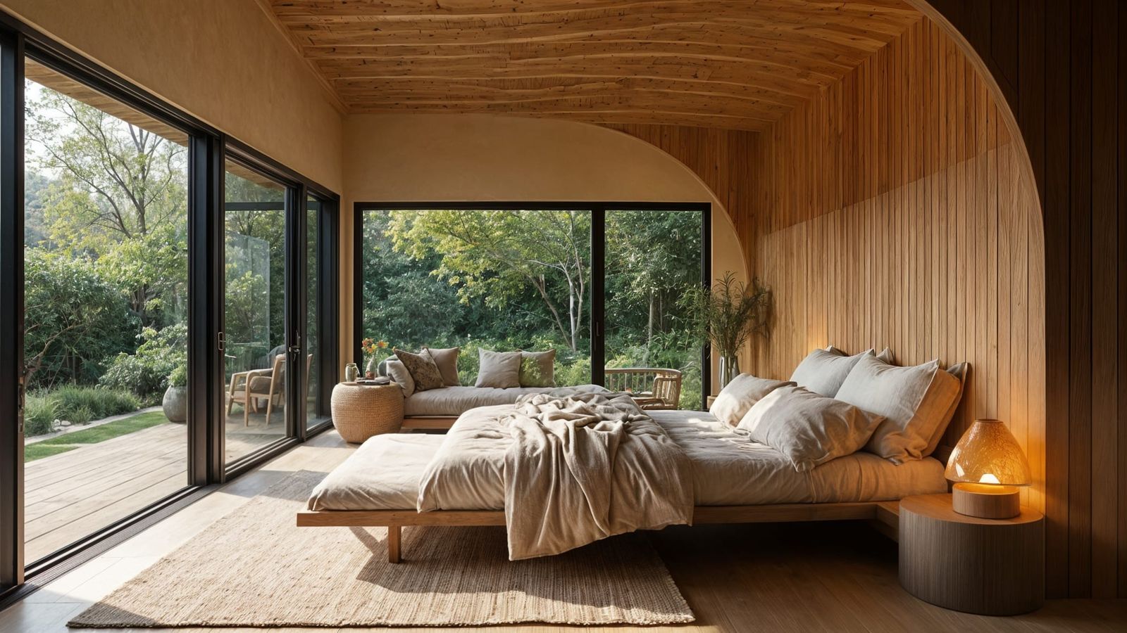 Organic Modern Bedroom with Curved Architecture and Natural ...