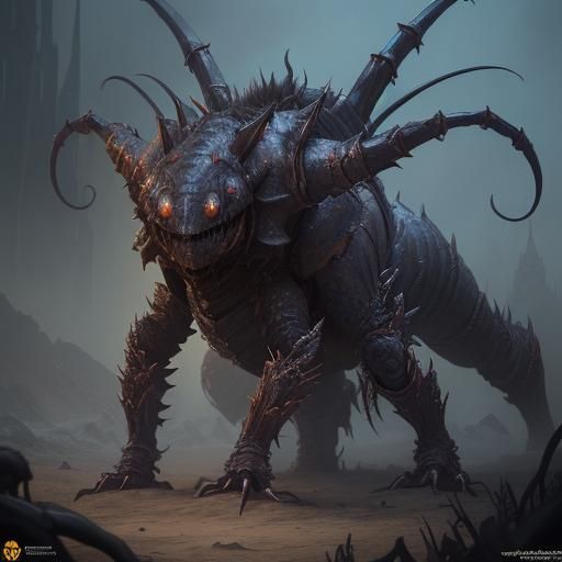 Armored Tick Monster with Human Eyes