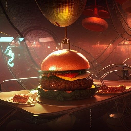 Hamburger Sphere in Futuristic Alphonse Mucha Style
