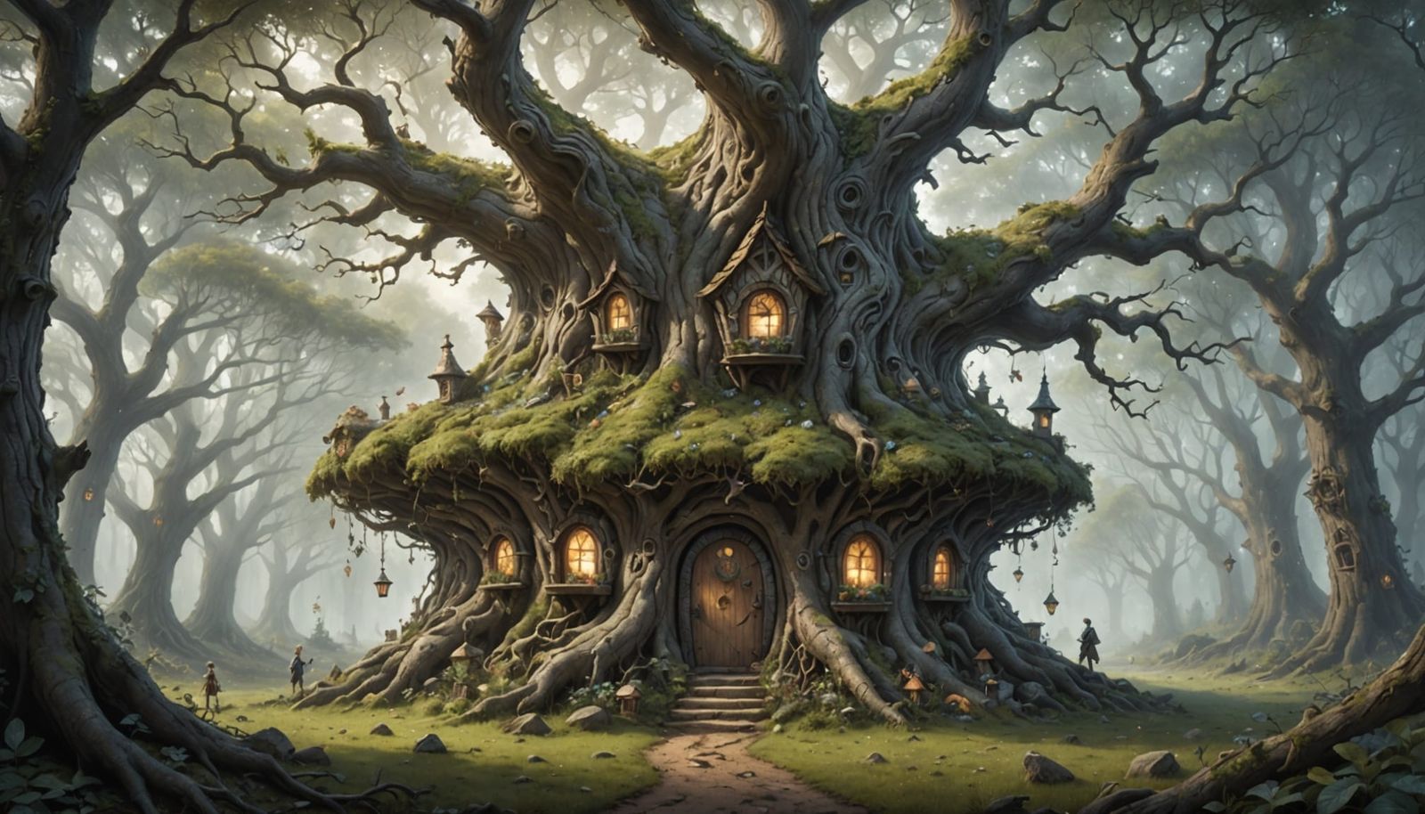 Giant Oak Tree Grows From Graphite Pencil in Fairytale Fores...