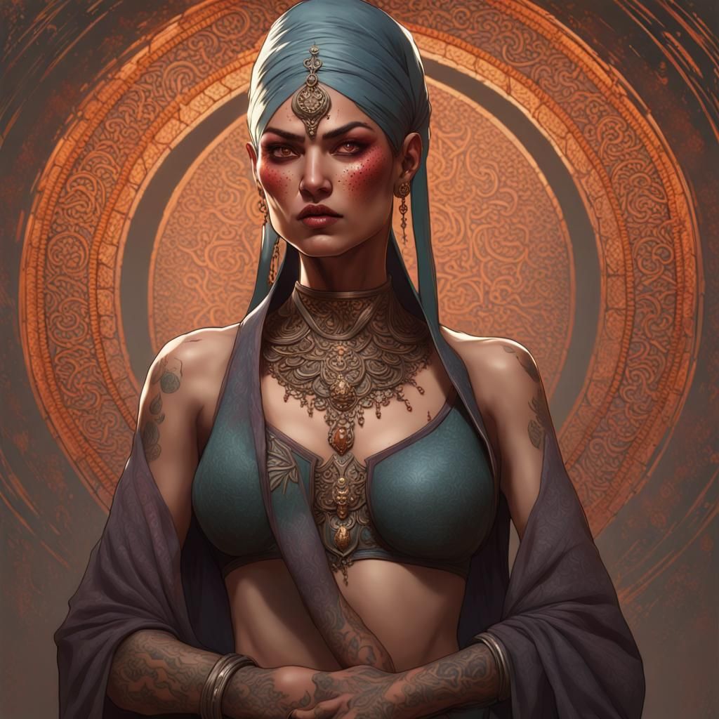 Powerful Persian Woman Portrait in Hyperdetailed Style