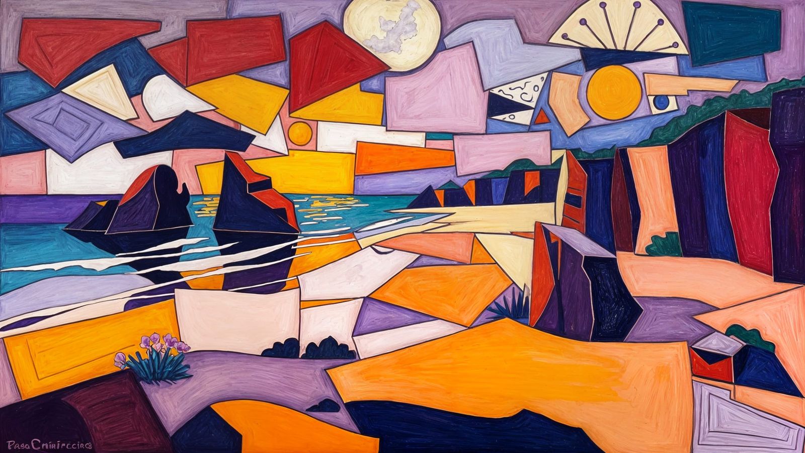 Abstract Beachscape in Vibrant Colors