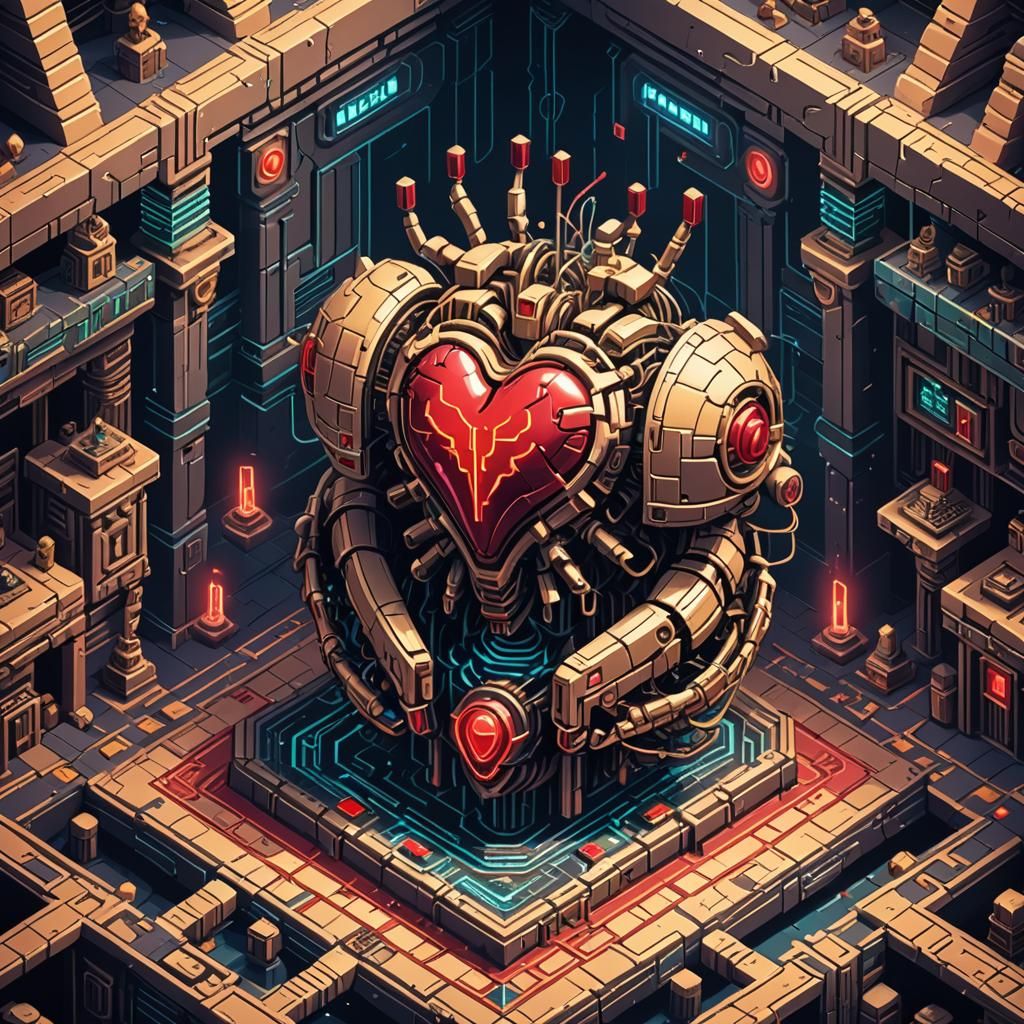 Cybernetic Heart: Retro Pixel Art Game Level