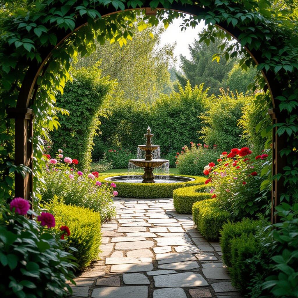 Picturesque Garden: Cinematic Film Still