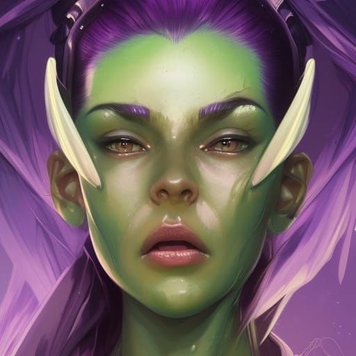 Beautiful Alien Woman Portrait in Art Nouveau Style