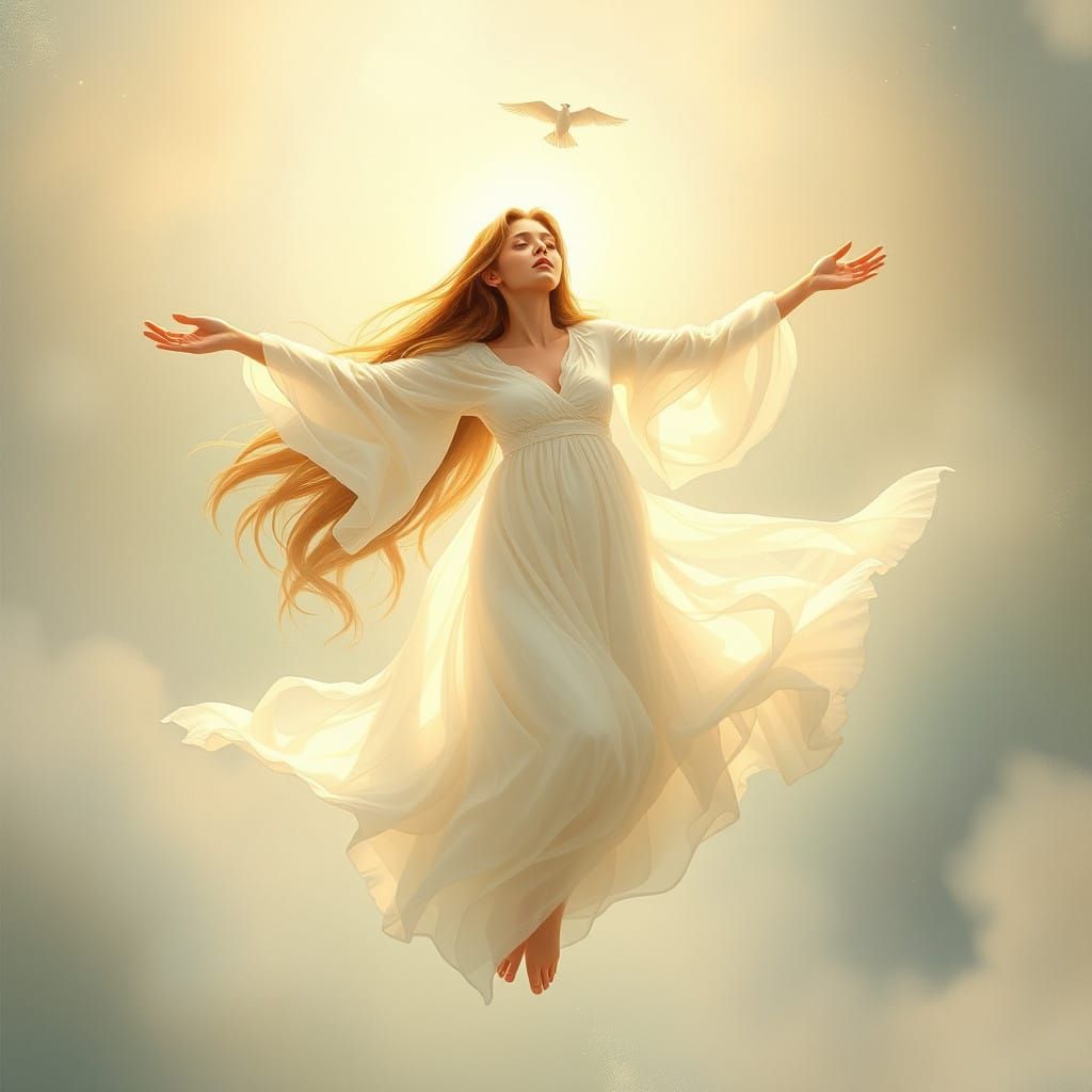 Surreal Goddess Surrounded by Ethereal Light