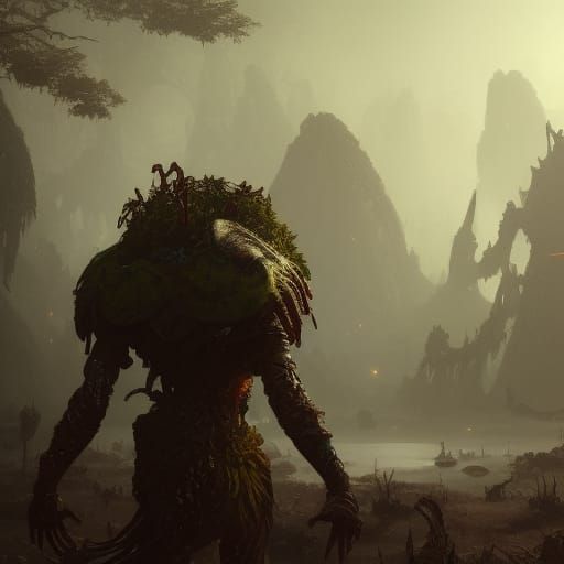 Swamp Planet Warrior in Dark Fantasy Style