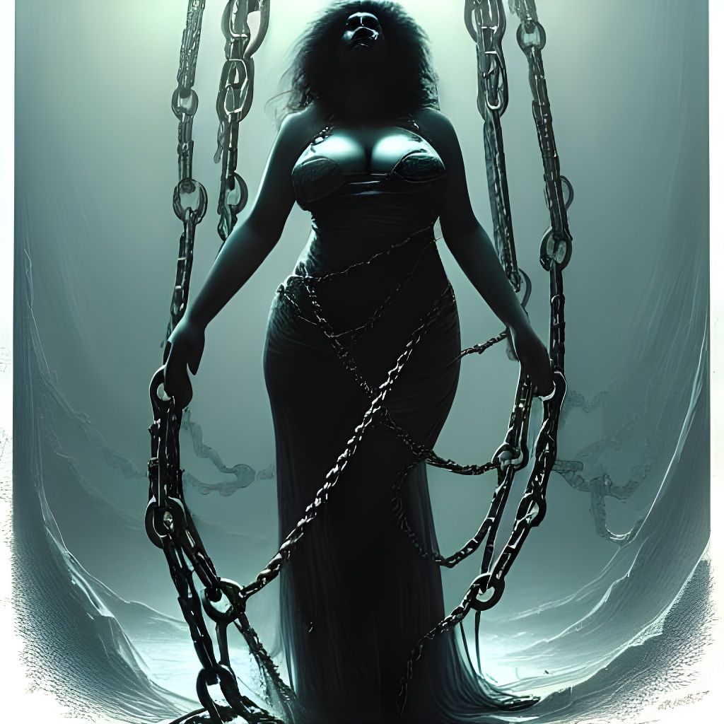 Chained Woman: Hyperdetailed Horror Portrait