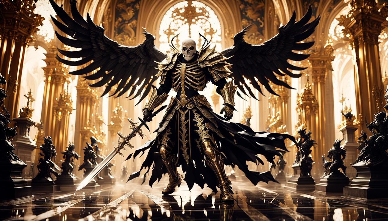 Skeleton Knight Battles in a Lightning Storm