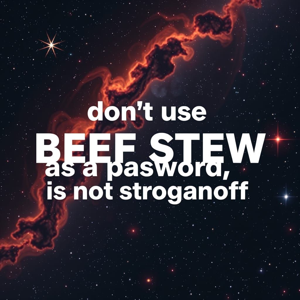 Funny Password Warning Against Cosmic Background