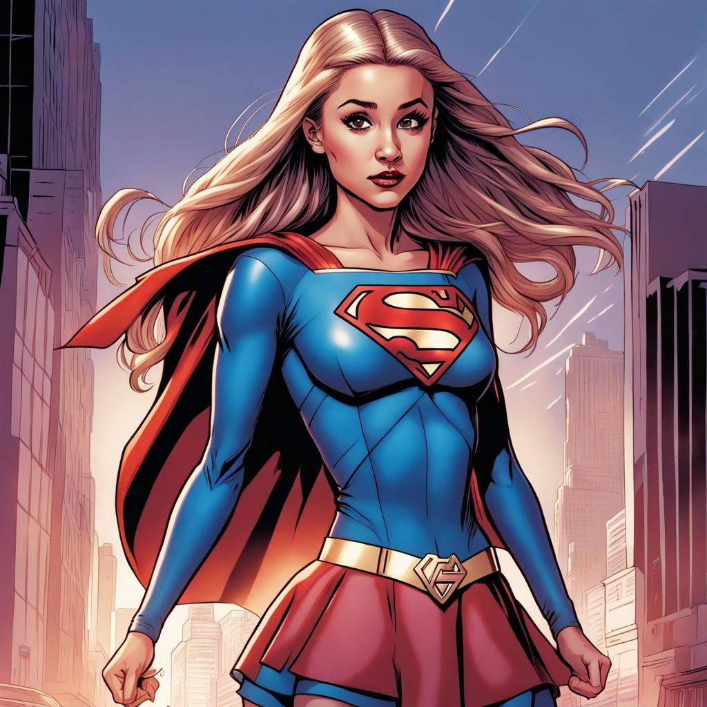Ariana Grande as Supergirl in Comic Book Art