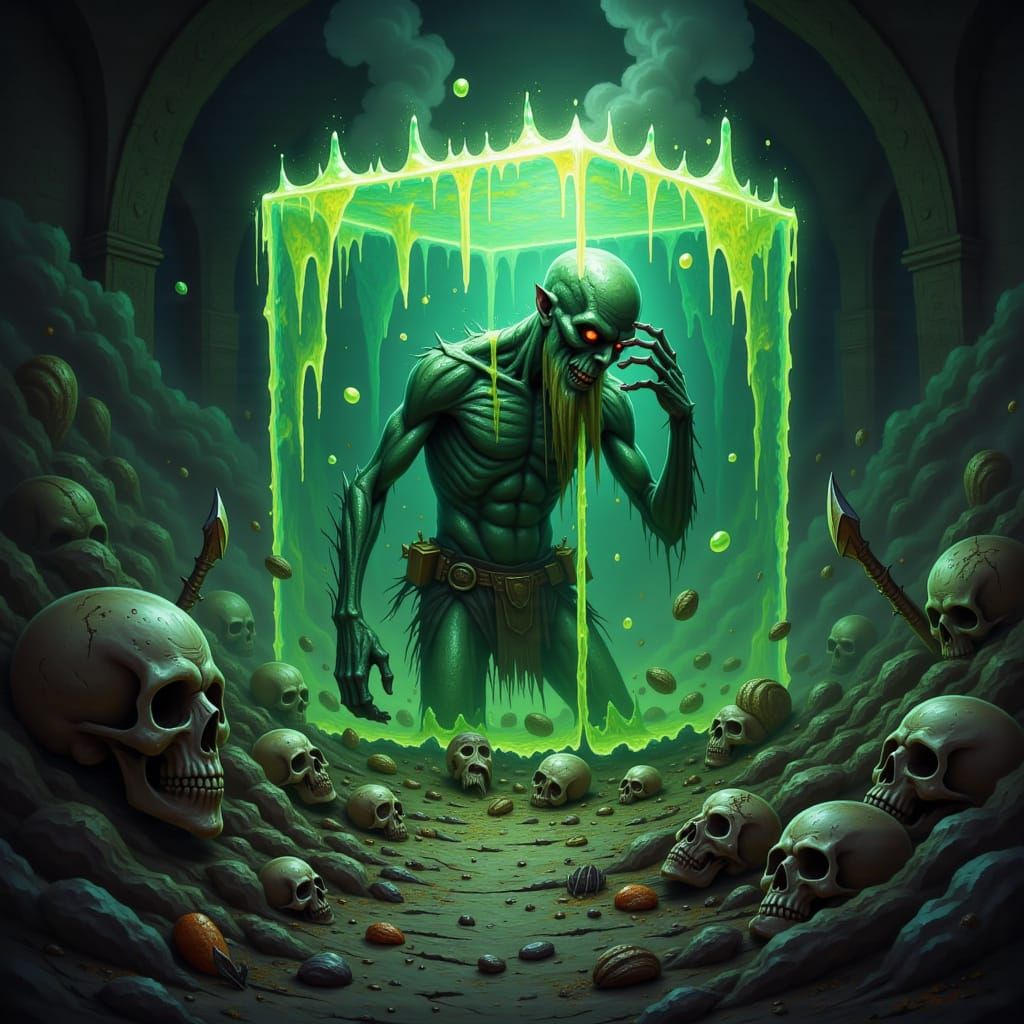 Confused Undead Zombie Trapped in Ooze Cube
