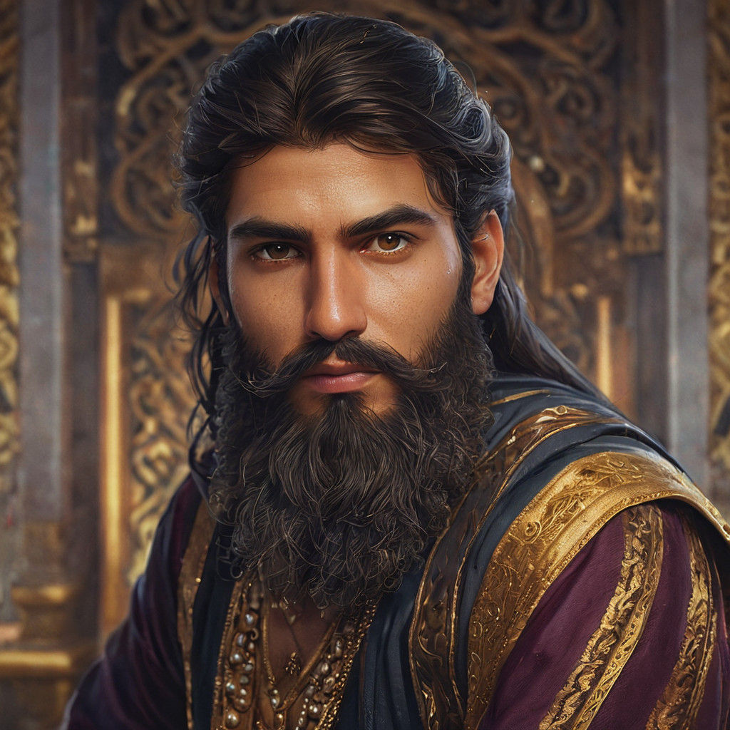 Dynamic Concept Art Portrait of a Young Arab Man in Triadic....