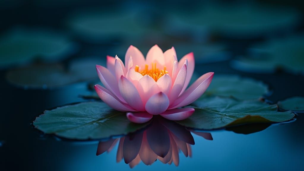 Glowing Lotus Flower in Hyperrealistic HDR Style