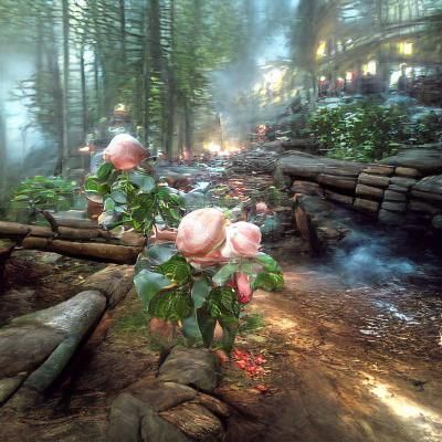 Enchanted Forest of Roses: AI Generated Image
