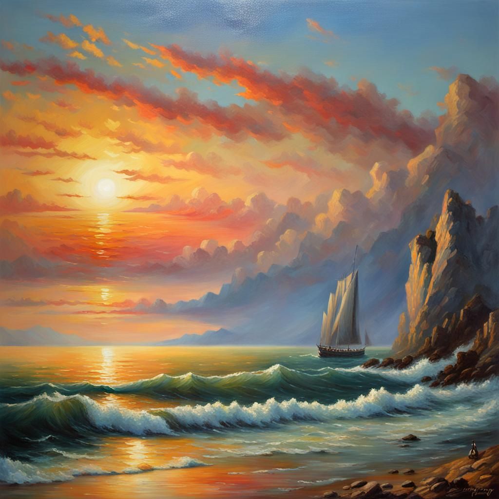 Crimson Sunset on the Crimean Coast