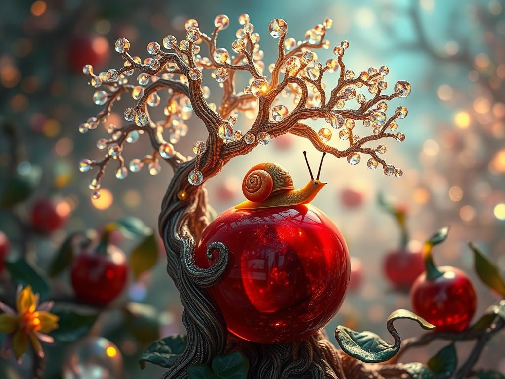Glass Dream Tree with Snail, Digital Art