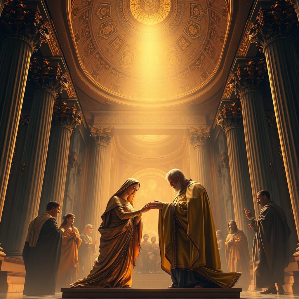 Majestic Temple at Dawn: Presentation of the Lord