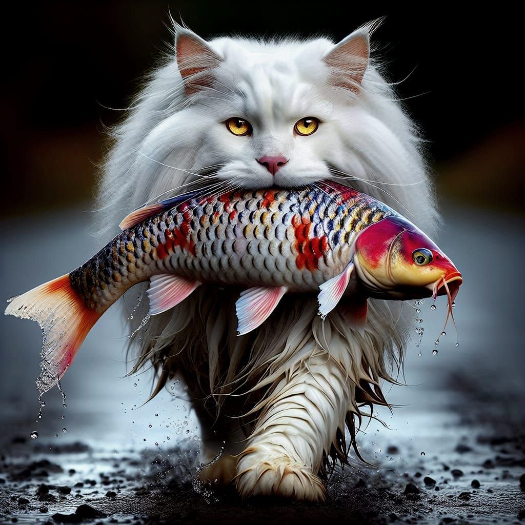 Maine Coon Cat's Koi Fish Prize