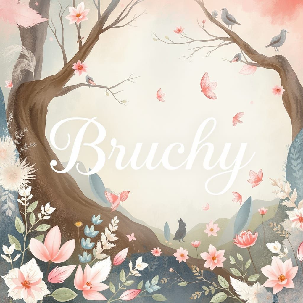 Whimsical Bruchy Scene in Pastel Watercolour Style