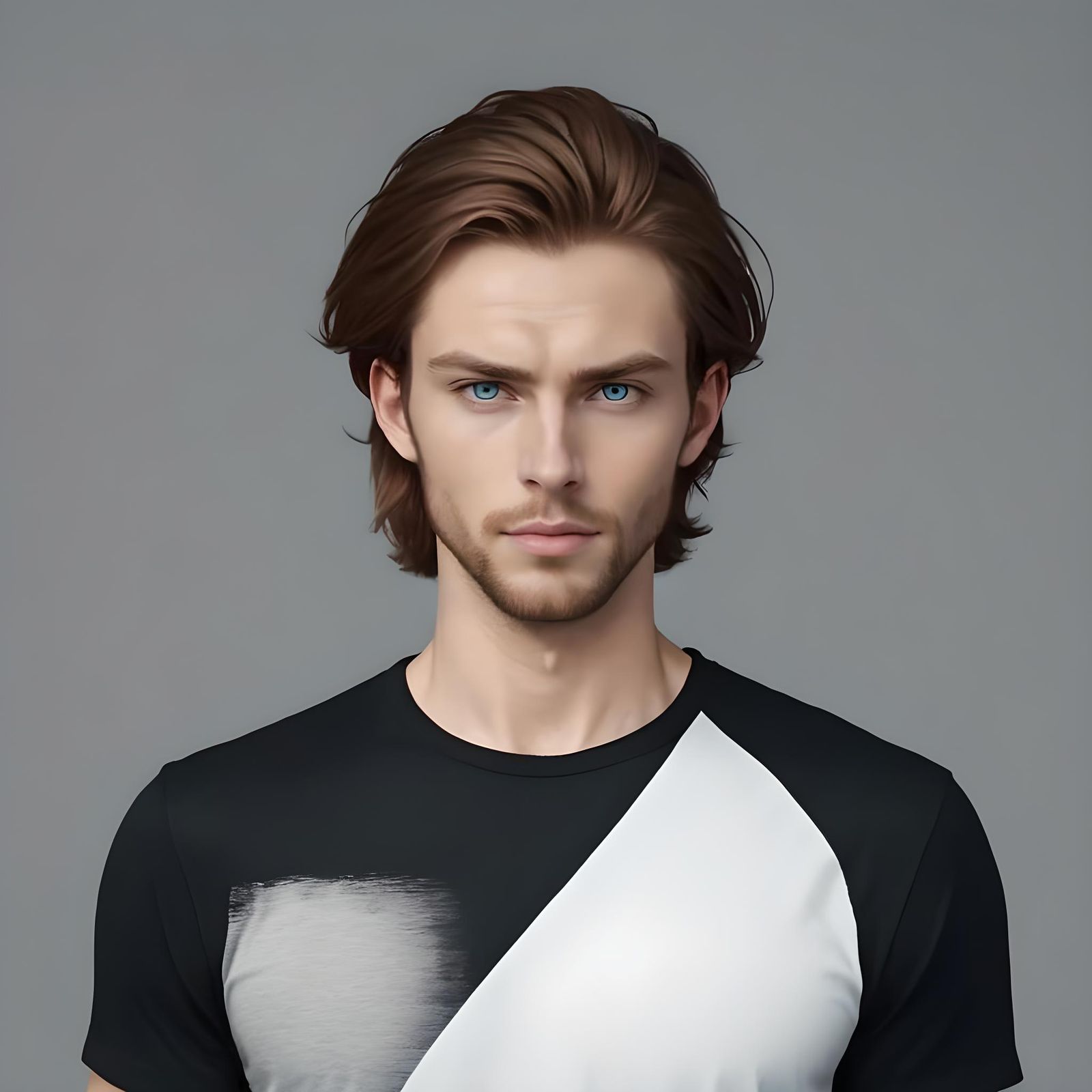 Stressed Anglo-American Man with Blue Eyes