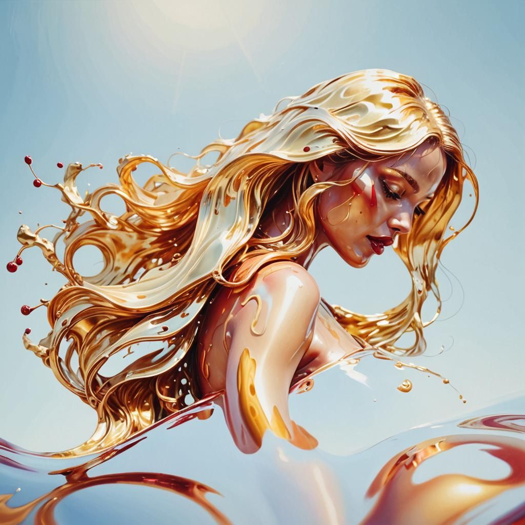 Golden Liquid Woman Transformation: A Digital Masterpiece