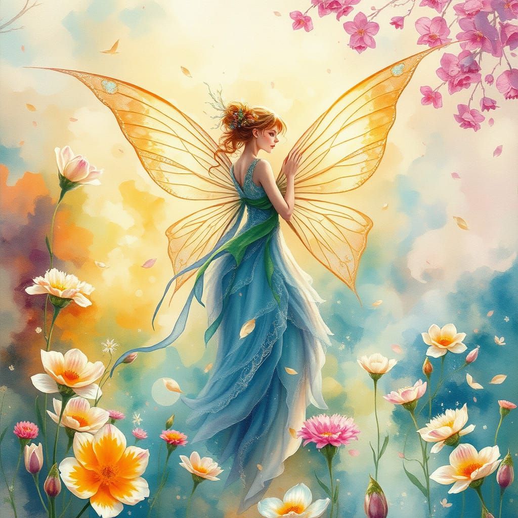 Ethereal Fairy in Vibrant Fairykand Landscape