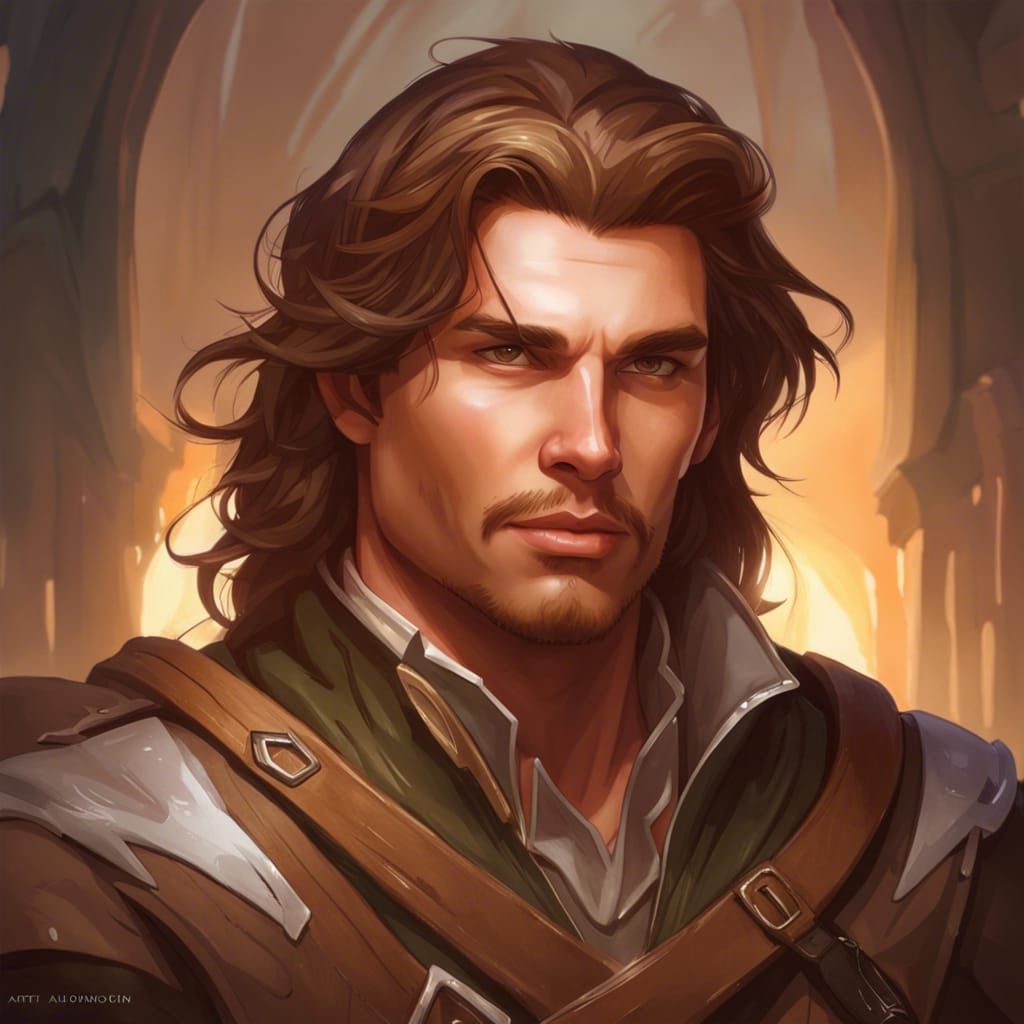 Handsome Male Ranger Portrait in D&D Style