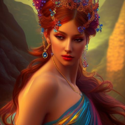 Beautiful Woman in Jewels: Fantasy Concept Art