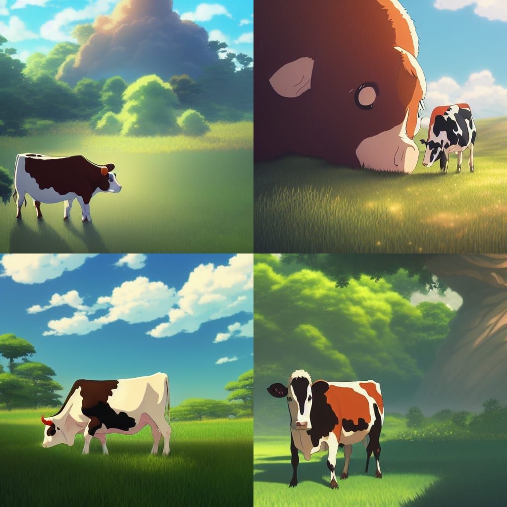 Cow in Anime Key Visual Style