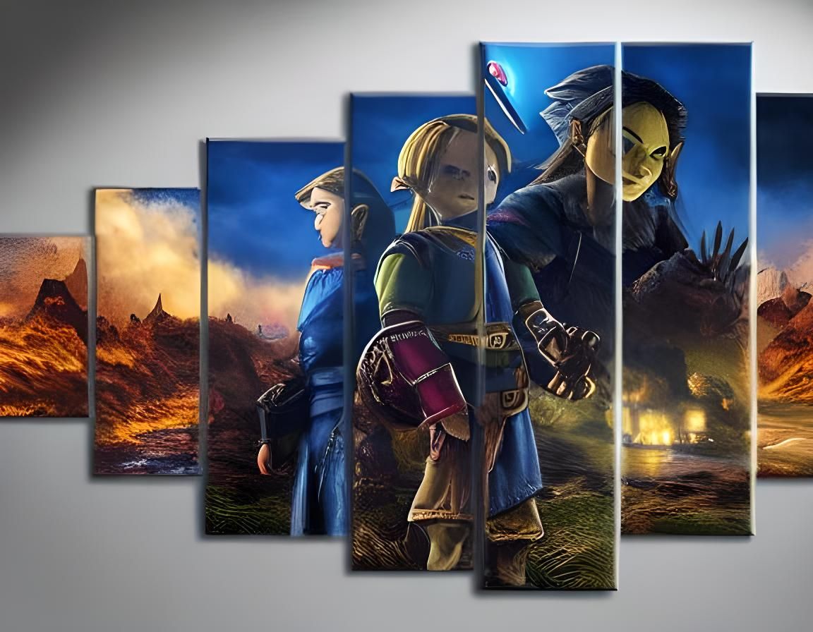 Sad Zelda Link Oil Painting with Dramatic Lighting