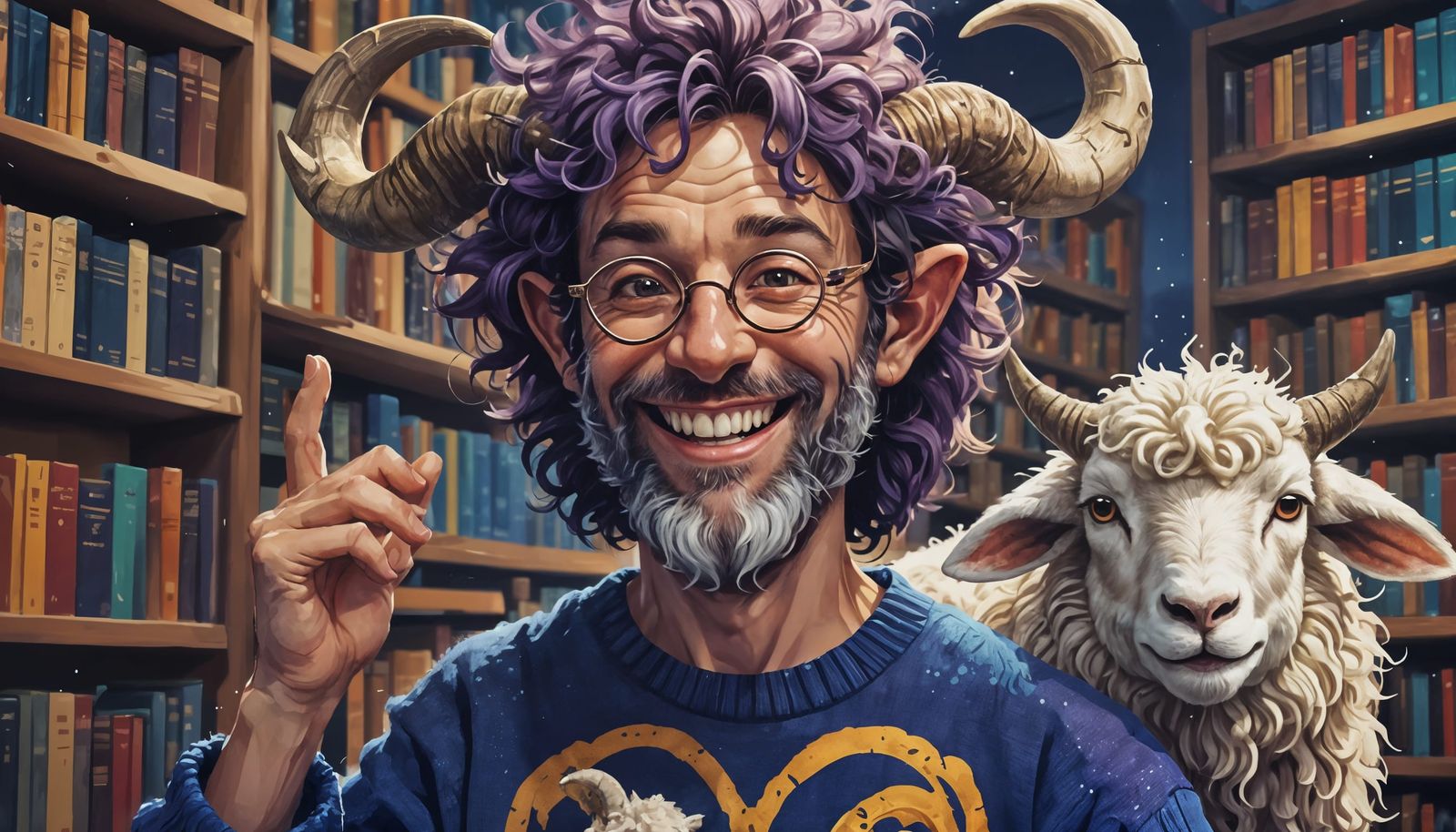 Smiling Satyr Portrait in Vaporwave Pop Art Style