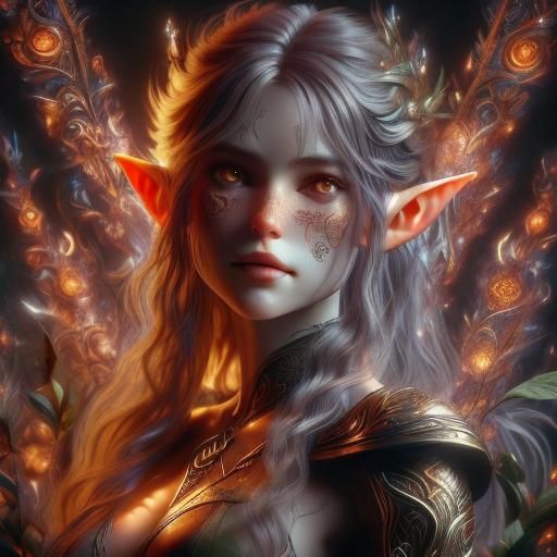 Enchanting Elf Portrait with Glowing Runes