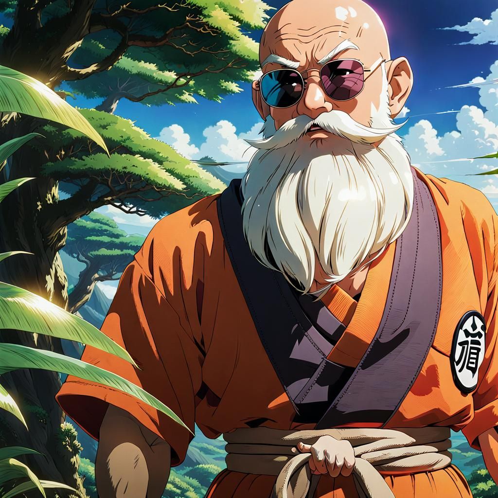 Master Roshi in Studio Ghibli Anime Style