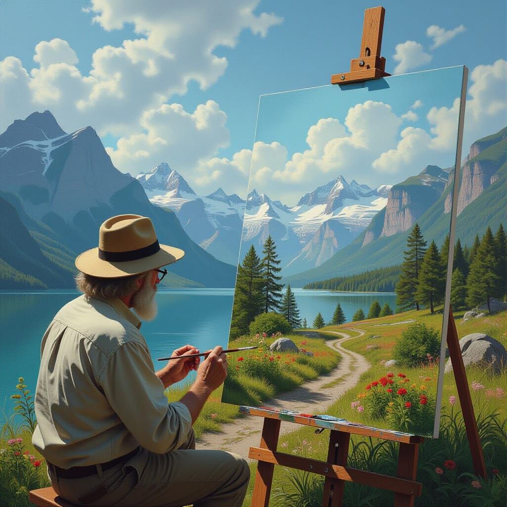 Living Landscape Painting in Photorealistic Style