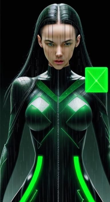 Black background Matrix digital rain matrix code falling gre...