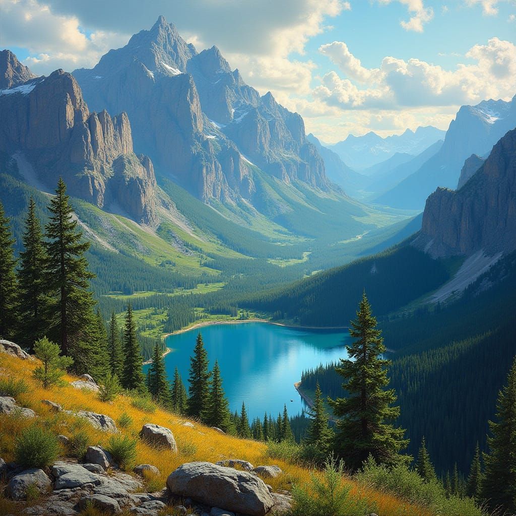 Surreal Rocky Mountain Masterpiece in Brushwork Glory